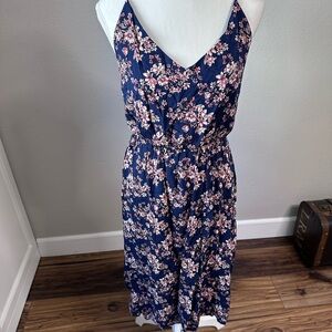 Soprano New Navy Blue Floral Midi Dress